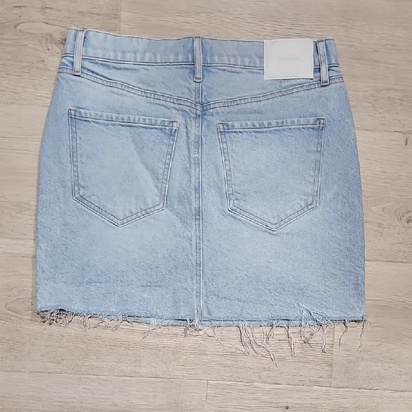 Express High Waisted Raw Hem Mini Denim Skirt - Picture 8 of 9